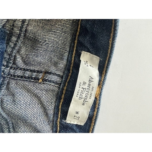 Abercrombie & Fitch Womens Jean Shorts Blue Cut Off Distressed Denim - Picture 3 of 3